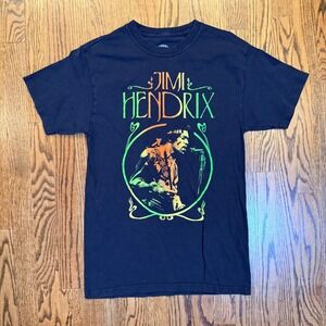 Authentic Jimi Hendrix Graphic T-Shirt Neon Psychedelic Portrait Small Black